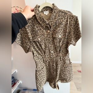Leopard Print Short Sleeve Romper